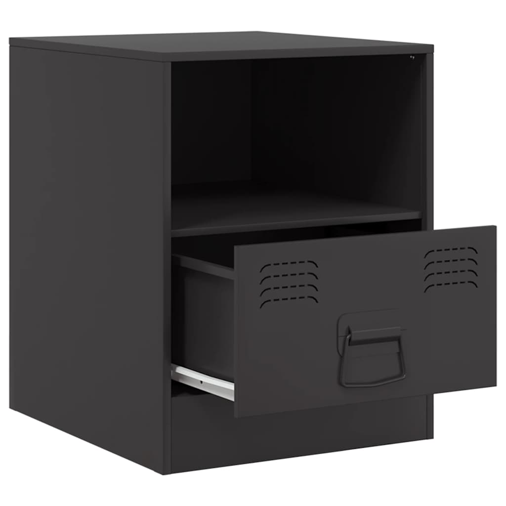 Nightstand Black 34.5 X 39 X 44 Cm Steel