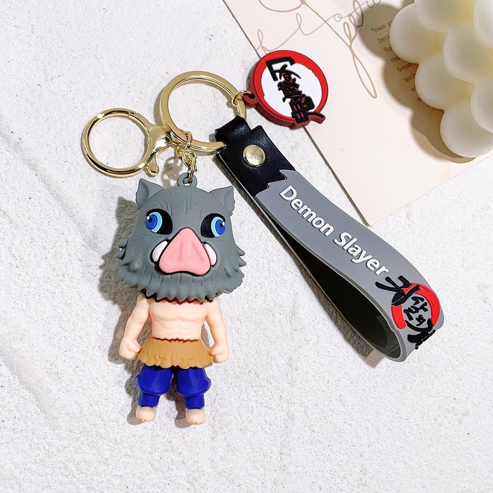 Anime Demon Slayer Keychain Kimetsu No Yaiba Figure Kamado Tanjirou Weapon Pendant Keyring Car Key Holder Fans Gifts
