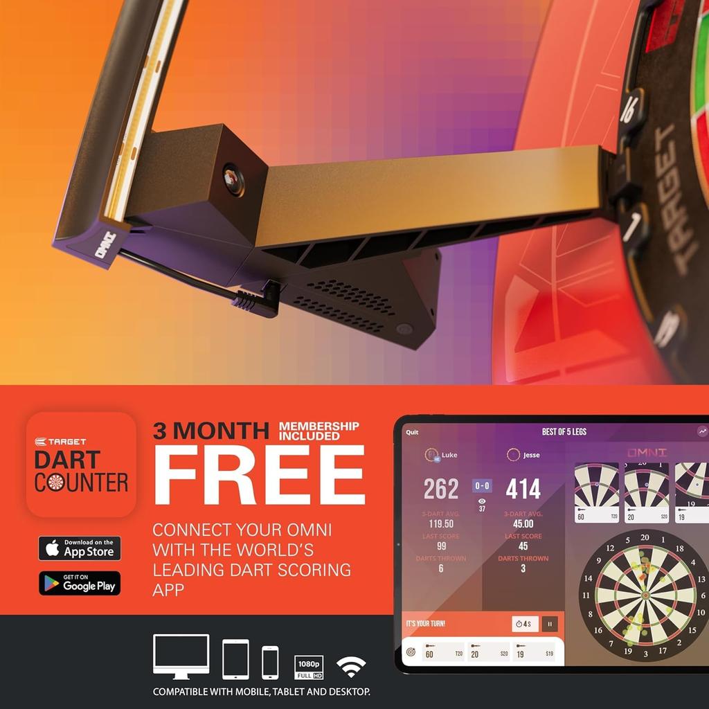 TARGET Darts OMNI AUTO SCORING SYSTEM LED Light Score Camera Auto Scoring Dartboard Light System Surround Ring (Omni)