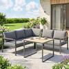 Outdoor Garden Furniture Set, 3-Piece, 5 People, 2 Sofas, Coffee Table, 183 x 183 x 72 cm, Dark Grey