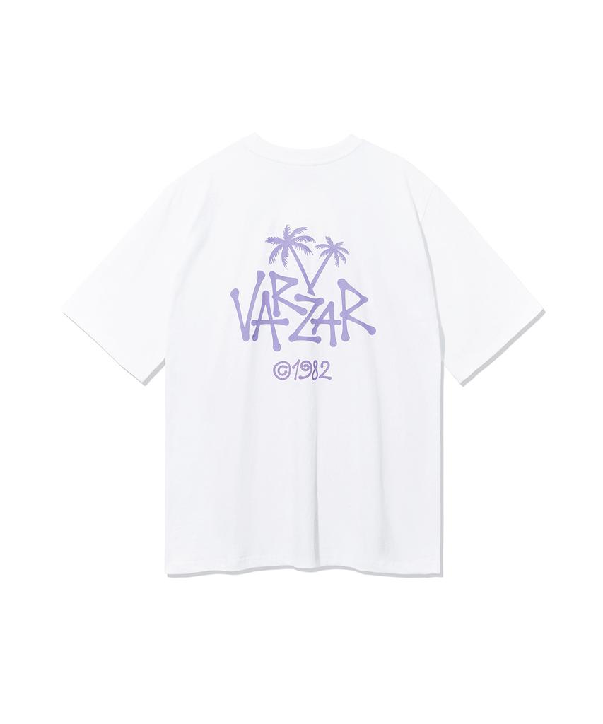 Bajal Palm Tree Logo Short Sleeve T-Shirt White/Purple