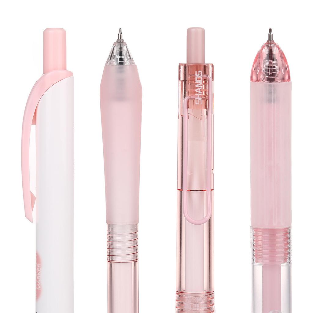 Six-piece Set of Push-button Neutral Pens for Students, Large-capacity Office Signature Pens, Brush Pens for Problem-solving