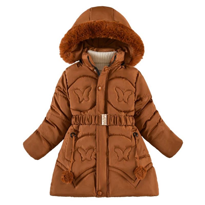 

Детское пальто с капюшоном для девочек 6-12 лет, зимняя теплая куртка 150