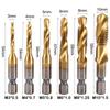 Compound Tap HSS Screw Machine Screw Thread Bit Titanium Plated Hex Shank Tap Drill Bit Shank Tap Drill Bits