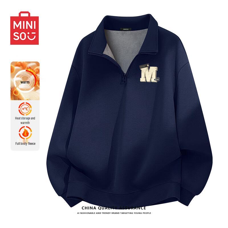 

MINISO Men s Premium Oversized Half-Zip Fleece Sweatshirt 3XL