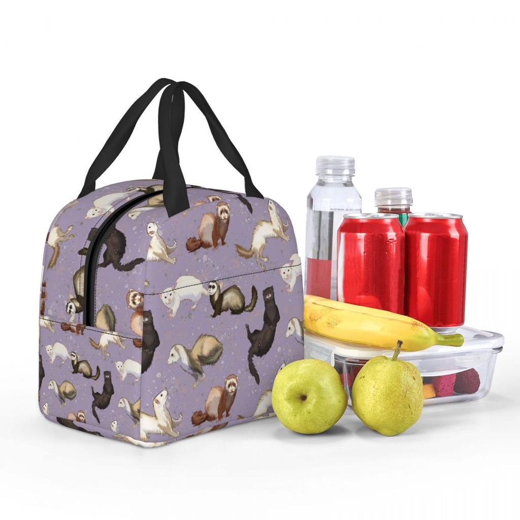 Playful Ferrets Insulated Lunch Bag for Women Kids Portable Food Boxes Thermal Lunch Box Tote