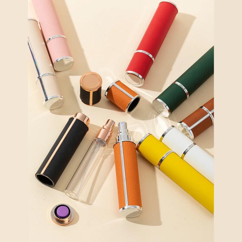 10ml Lambskin Leather Perfume Atomizer with Glass Vial, Refillable Luxury Travel Spray Bottle Leak-Proof Design