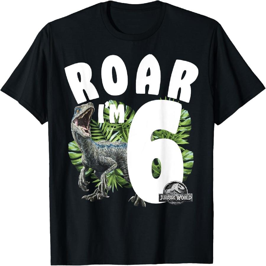 Jurassic World Birthday Raptor Roar I m 6 T-Shirt XXXXXL чёрный