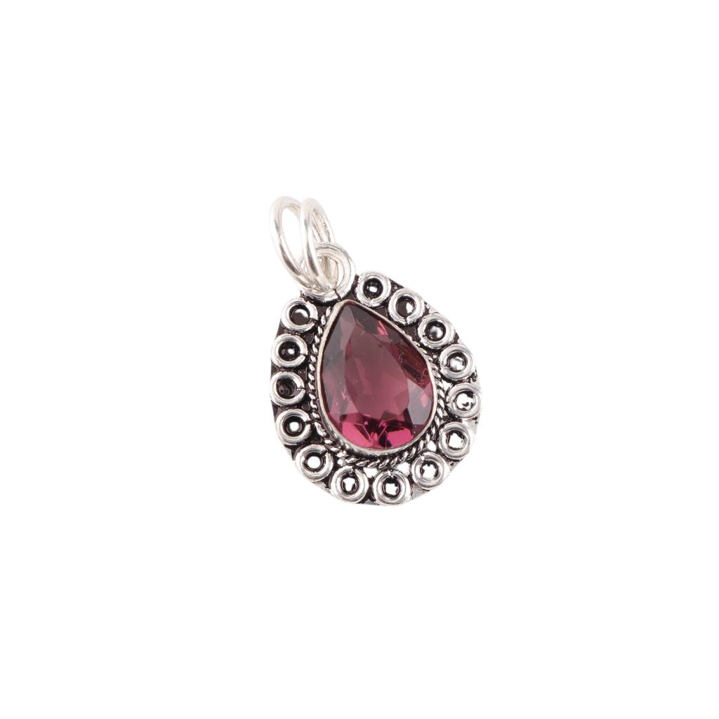 Rhodolite Gemstone Silver Pendant 1.02'' , 925 Sterling Silver Handmade Jewelry, Purple Color Stone Pendant For Women PP-26-45