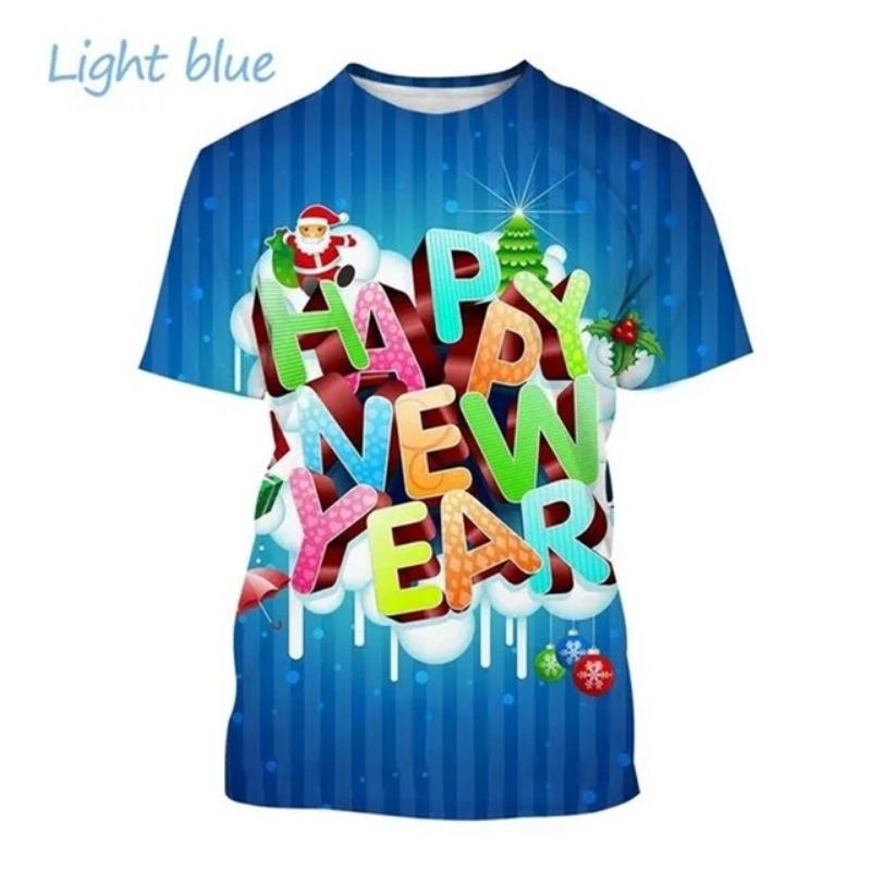 3D Tištěné Tričko Šťastný Nový Rok Pro Muže Ženy Osobnost Festival Nový Rok Tričko Topy Ležérní Oversized Trička Streetwear