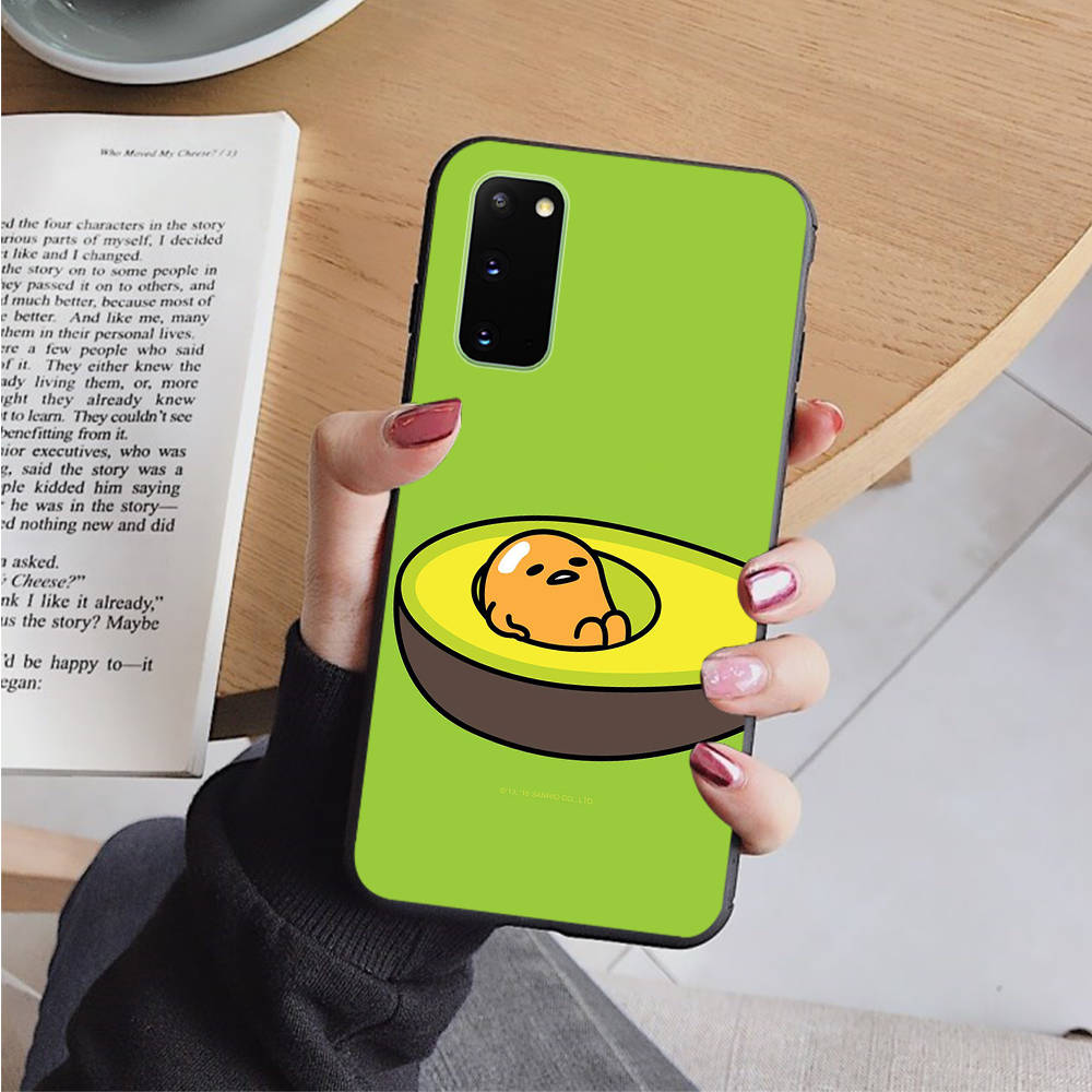 AH37 Lazy Egg Gudetama Schwarze Hülle für Samsung Note 20 Lite S24 Ultra S23 S22 A05 A06 A11 A71 A15 A16 A13 A24 A25 A33 A52 A53 M55 M35 Softhülle