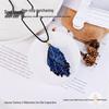 Black Tourmaline Feather Pendant with Blue Plating - Handcrafted Decoration 