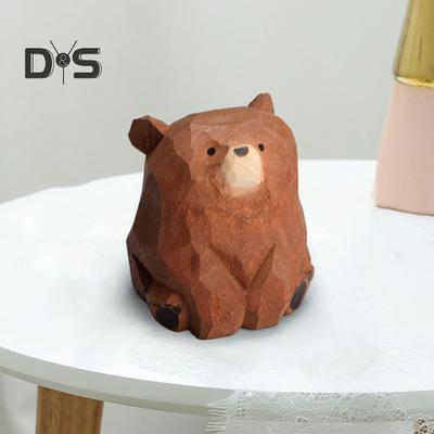 Bärenfigur aus Holz, Miniatur-Bärenstatue, rustikales Tier-Tischornament für Schlafzimmer, Kinderzimmer, Spielzimmer-Dekor