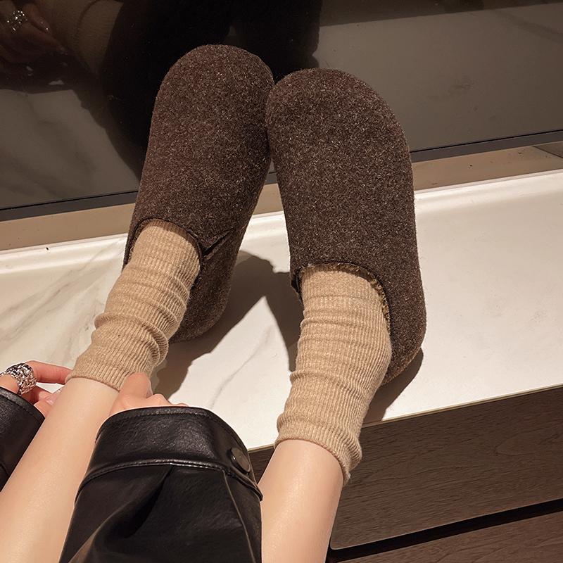 Fashion Women's Fashion Flat Shoes Winter New Round Head Suede Deep Mouth Soft Sole Non-slip Cotton Shoes