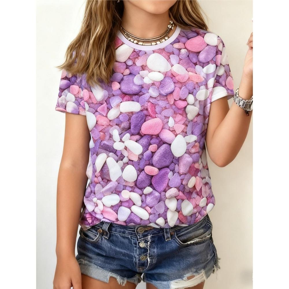 

Children s Cute Heart Balloon 3D Printing T-shirts Girls Rainbow Fashion Soft Comfortable T-shirts Kids Top 170