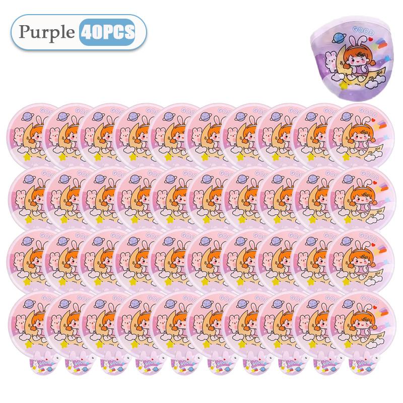 1-40PCS Cartoon Foldable Fan Summer Cute Mini Round Fan Creative Small Fresh Pocket Fan Simple Portable Collapsible Fan Hand Fan