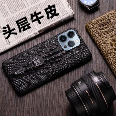 Genuine Leather Phone Case for Apple 14, iPhone 13 Pro, 11 Pro Max, X - Crocodile Design, 3D Veneer - One Piece