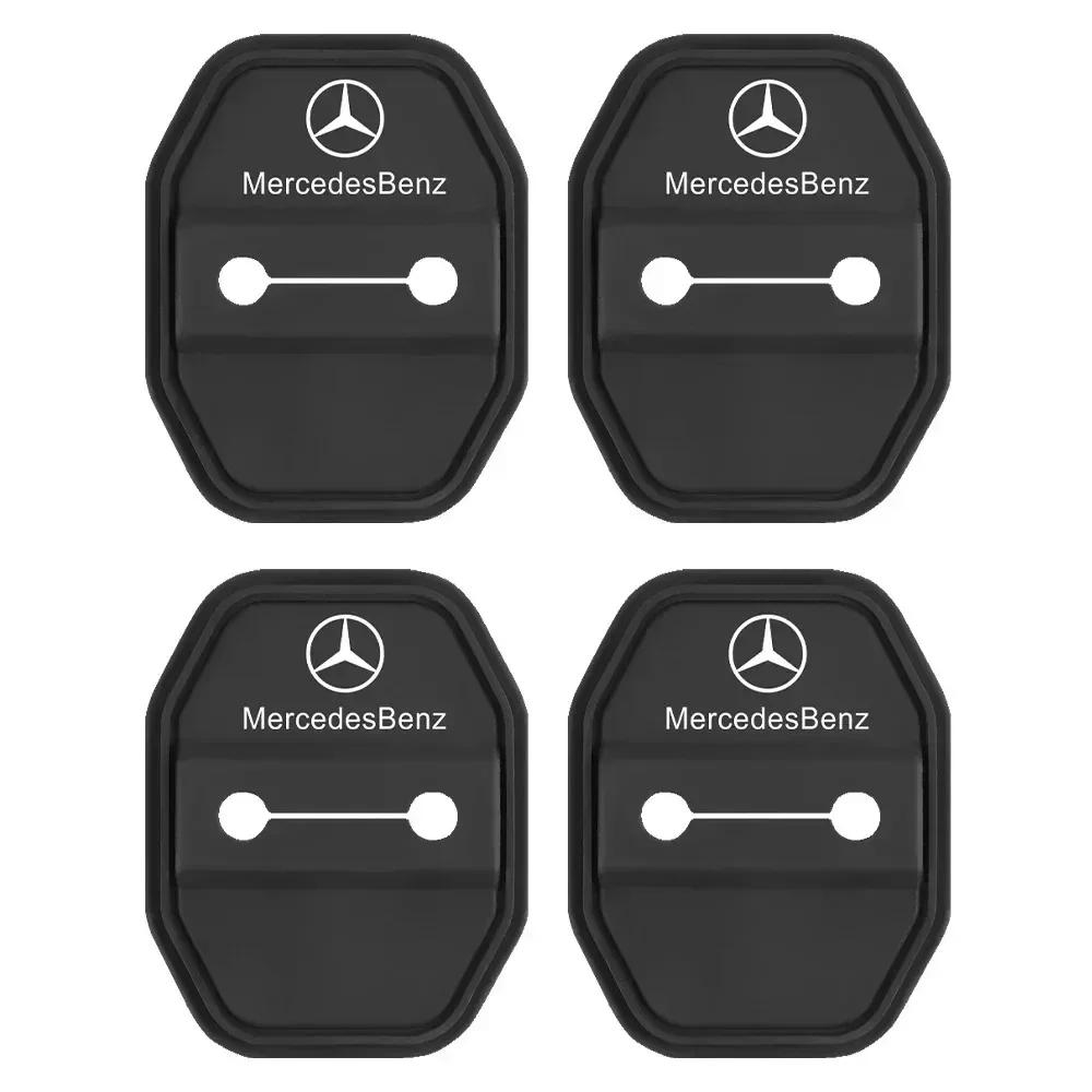 2/4pcs Silicone Car Door Lock Cover Sticker For Mercedes Benz AMG E S C A B Class GLE GLS CLS GLC CLA GLA GLK GLB W205 W206 W221 EK8