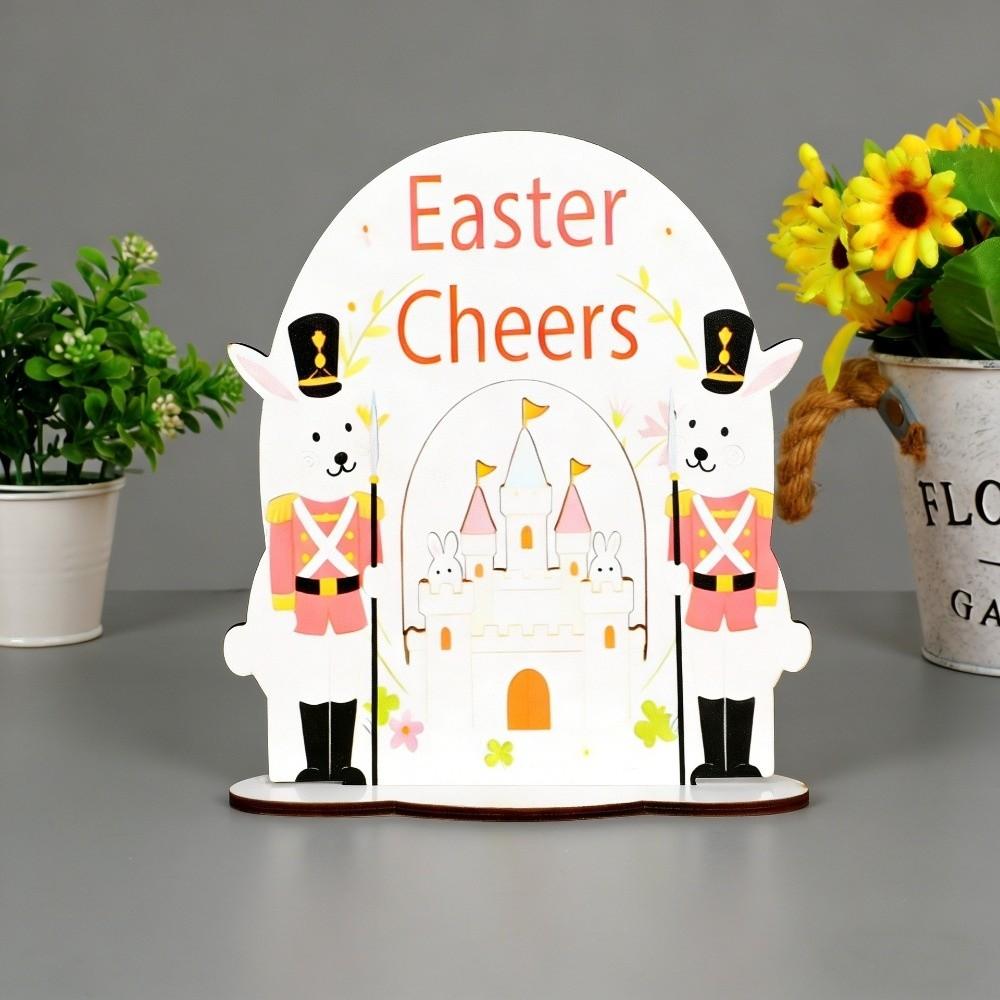 Kids Gift Cartoon Easter Bunny Decor Colorful Standing Bunny Eggs Decor Handmade Wooden Rabbit Ornaments Festival Decor