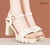 6.5cm 8.5cm Comfortable Wavy Soft Leather Sandals Platform Shoes 2025 Summer Block High Heels Sandals for Office Model Mom