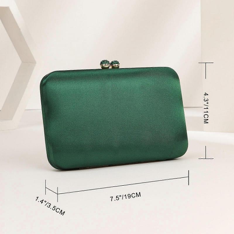 Beautiful for Rhinestone Evening Bag Hard Box Clutch Crossbody Bag All-match Messenger Bag for Evening Party Dating Green