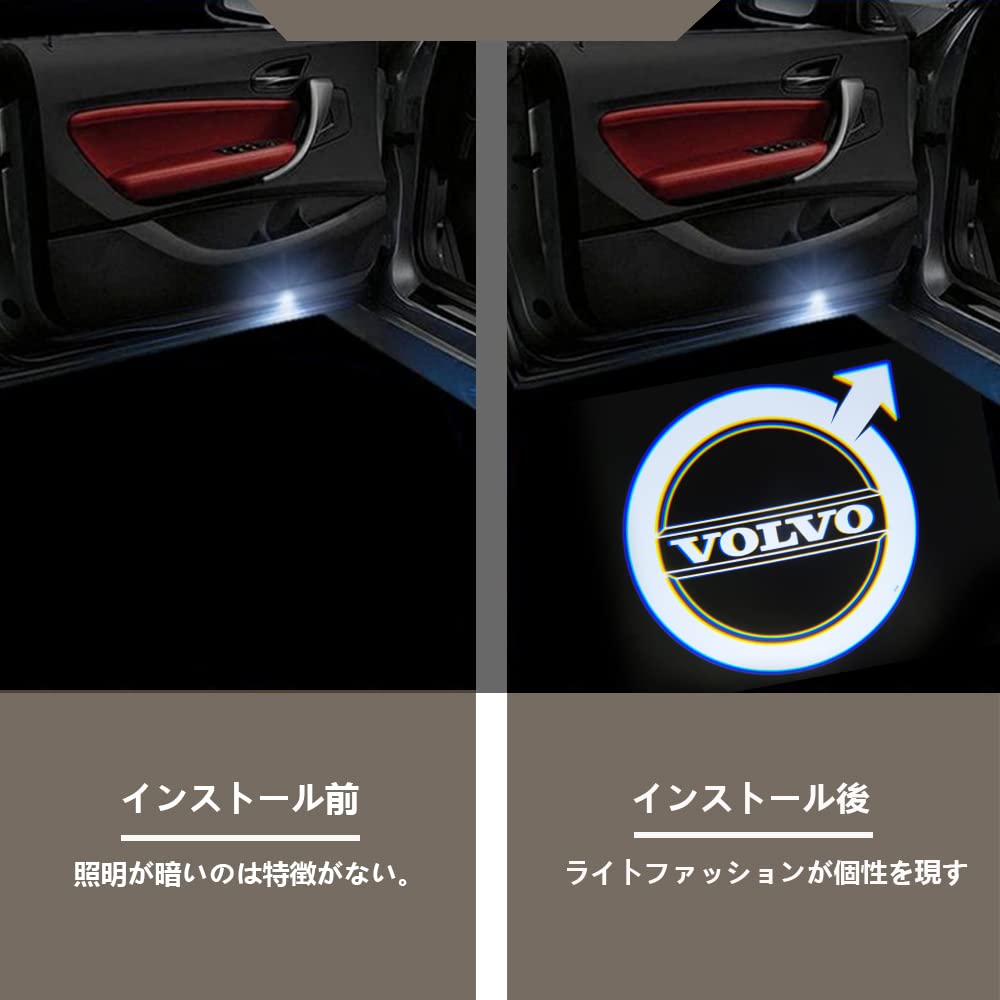 Volvo Car Courtesy LED Welcome Courtesy Light with Logo Projection and Ghosting for Volvo V40 V60 S60 S80 XC60 XC90 Lamp, Light, Function, (Volvo 01)