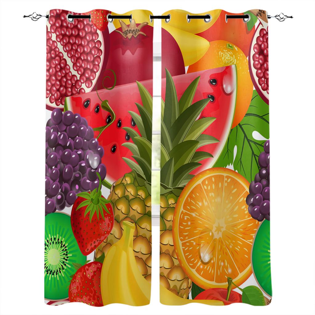 Rustikale Frucht Erdbeere Vintage Holzmaserung Fenster Vorhang Heimdeko Vorhänge für Wohnzimmer Schlafzimmer Küche Vorhangpaneel