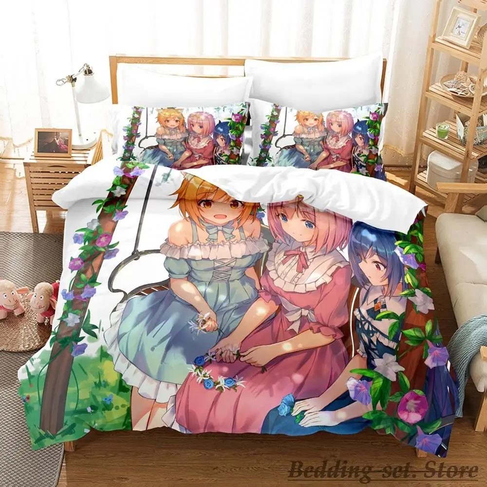 Kawaii Kyaru Bedding Set Single Twin Full Queen King Size Bed Set Adult Kid Bedroom Duvetcover Sets  Anime Grils