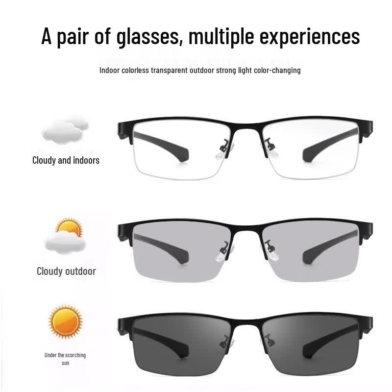 GOGOSOON Men's German Lens Progressive Photochromic Anti-Blue Reading Glasses