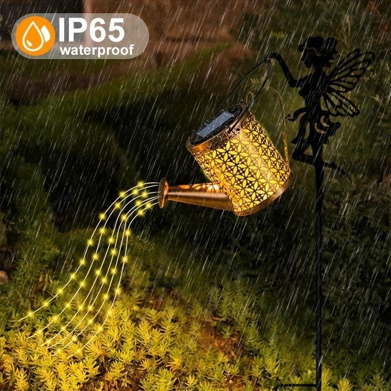 Solarbetriebene Lichterkette für Gießkannen im Vintage-Stil aus Metall, ideal für Garten und Terrasse, Weihnachtsdekoration, wasserdicht, zum Aufhängen, für Villa und Hof