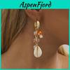 Elegant Geometric Gold-plated Copper Shell Mushroom Pendant Earrings For Women