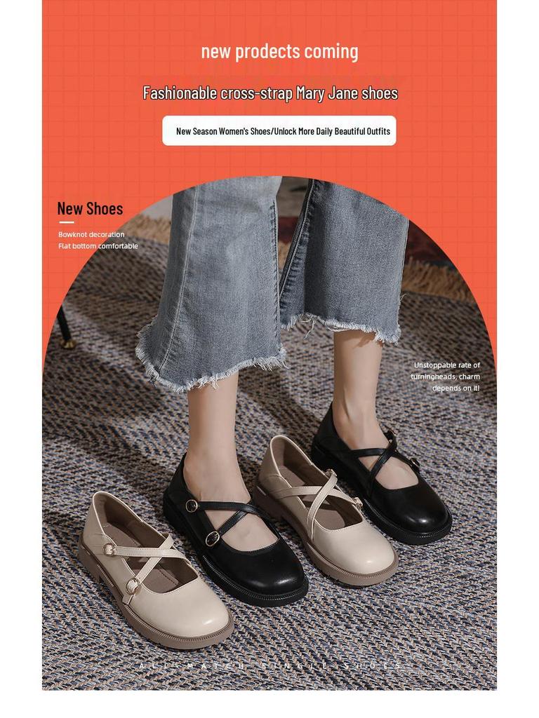2023 Damen Mary Jane Loafer mit rundem Zeh - Japanischer Schulstil, Flacher Boden, Britische JK Uniformschuhe