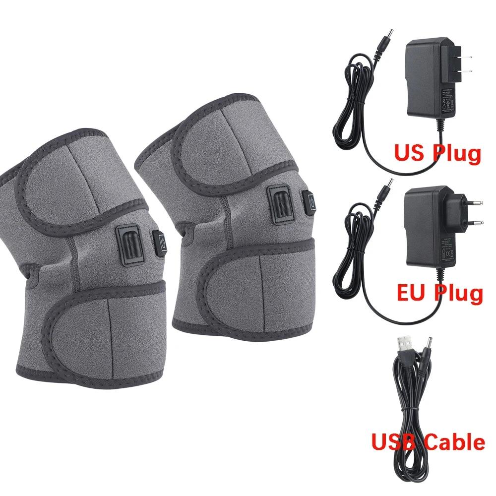 

Electric Heating Knee Pads for Arthritis Pain Relief Thermal Joint Support Brace with Vibration Massager USB Cable