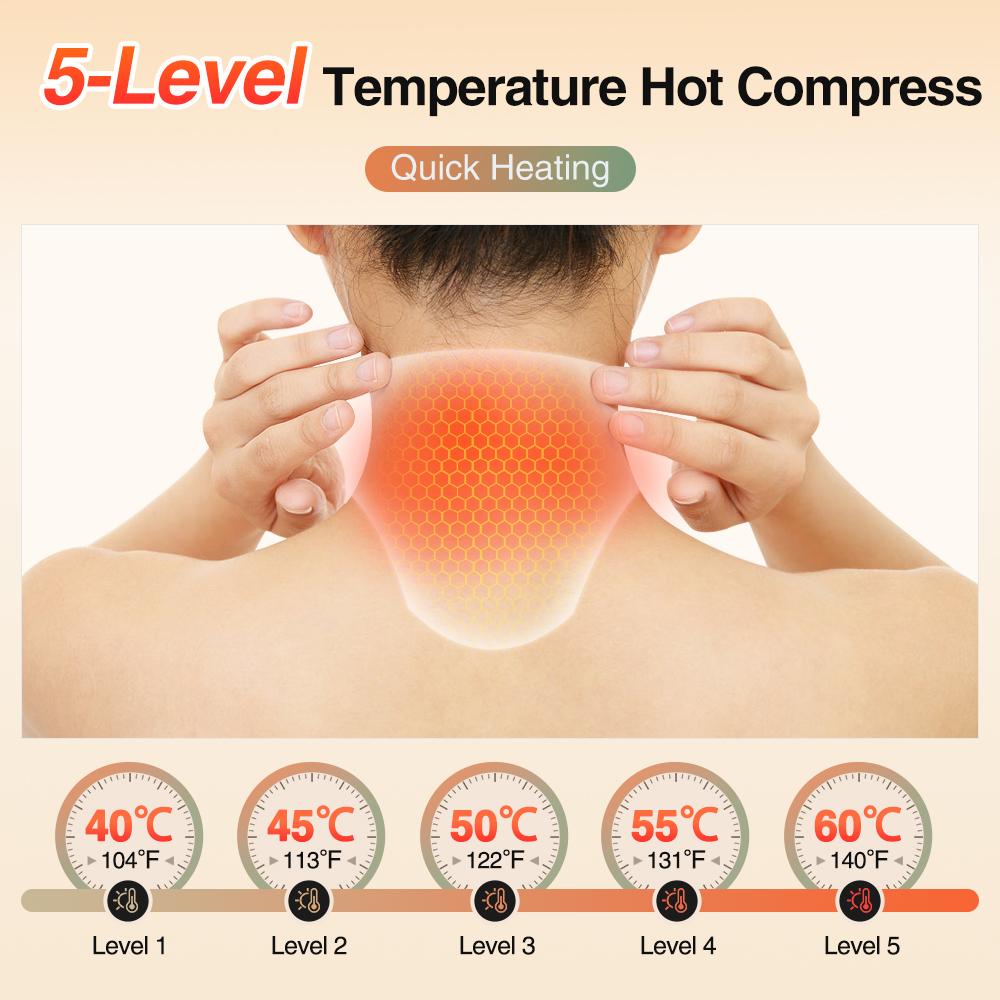 Wireless Neck Heating Pad Vibration Massage Cordless Heated Neck Wrap for Neck&Shoulder 5 Heating Levels Discomfort Relief