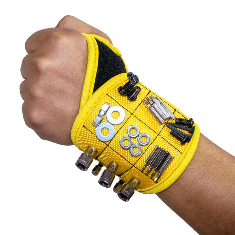 Magnetic Wristband with Strong Magnets Holds Nails 9 Magnetic Tools Magnetic Wrist Strap Adjustable Screw Suction Convenient Bag