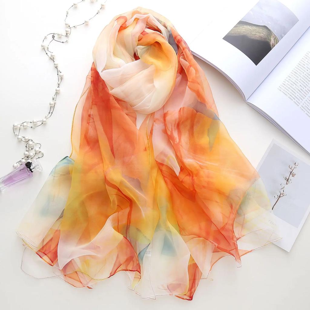 Sunscreen Ice Silk Scarf Scarves Wrap Fashion The Big Beach Towel Women Printed Thin Micro-through Air-conditioning Shawl 180cm