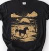 Vintage Western Horse Shirt, Desert Sunset Graphic Tee, Cowboy Aesthetic Shirt, Retro Southwest Comfort Colors C1717