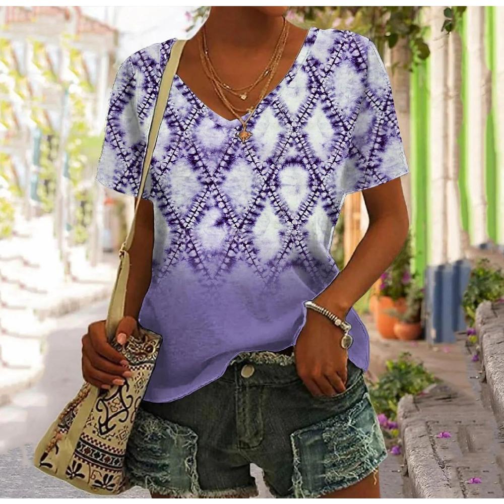 Retro T-shirt Women's Harajuku Clothes Summer Casual Short-sleeved Girl Shirt Floral Print Women's Oversized Top