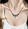 Gradient Butterfly Cross Pendant Necklace for Women