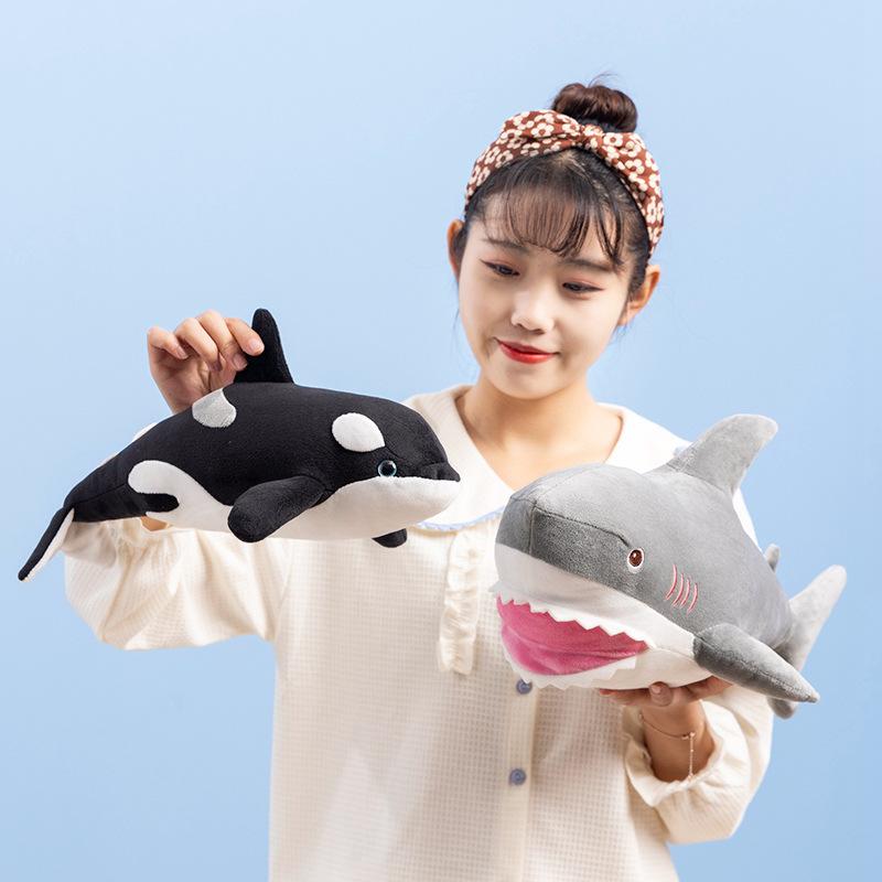 Bai Fen Bai Dolls And Toys Boys White Cute Simulation Great Shark Doll Plush Toy Aquarium Killer Whale Shark Doll Soothing Rag Doll