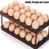 1pc  Wooden Double Tier Egg Rack - Farmhouse Kitchen Acacia Egg Tray Organiser - 2 Tier Countertop Fresh Egg Storage Rack Basket for 36 Eggs