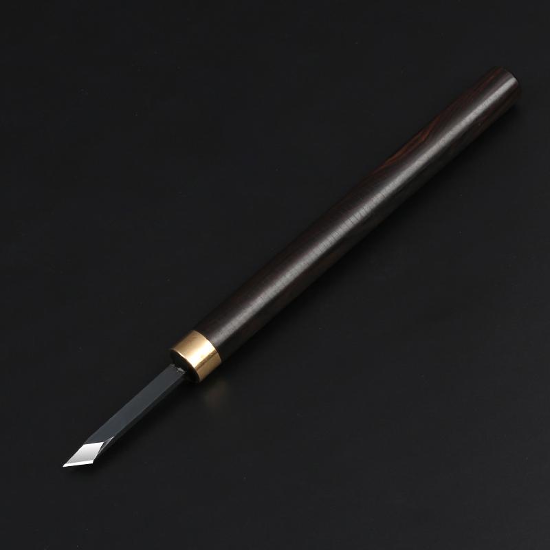 Nitriertes Weißstahl Holzschnitzmesser mit Griff aus lila Sandelholz