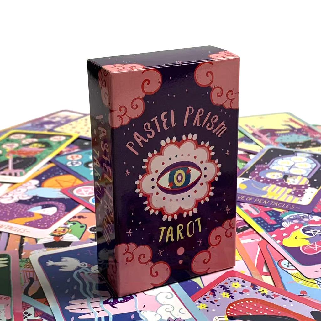 Pastel Prism Tarot Cards 78 Pcs Cards Imbued With The Soothing Tones Of A Pink and Sky-blue Color Palette Game Cards