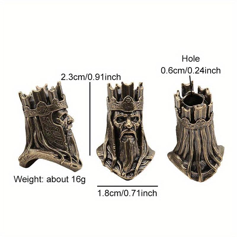 Skeleton King Brass Knife Beads EDC DIY Paracord Woven Bracelet Lanyard Pendants Head Sculpture Outdoor Tool Hangings