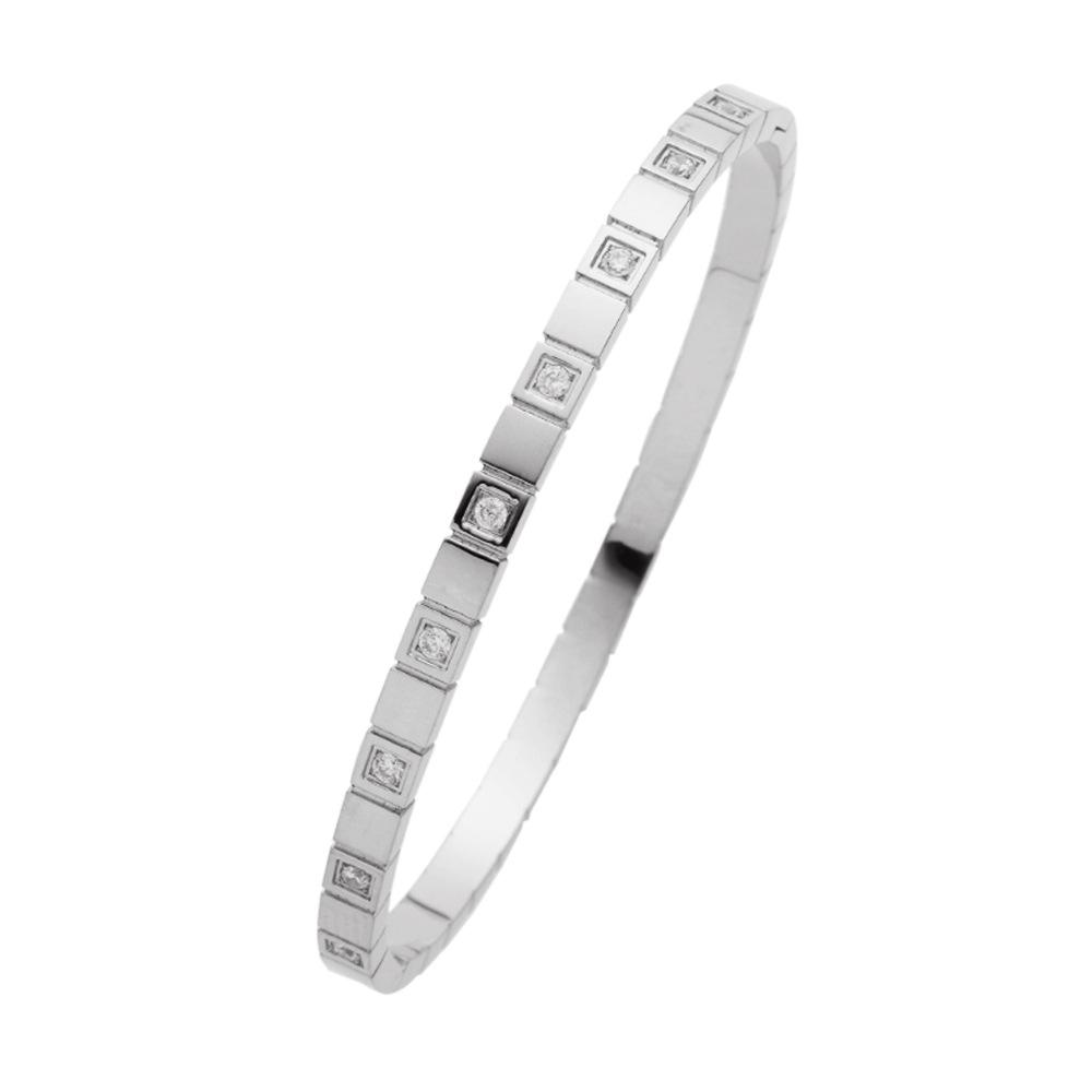 CNC Precision Edition Titanium Steel Diamond Bangle - Niche Design, Light Luxury, High-End Feel серебряный