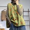 Autumn Women Sleeveless Buttons Vest Printing O-Neck Sweaters Knitting Casual Style Loose Sweater