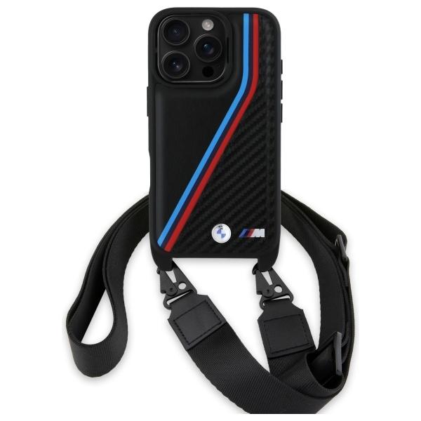 BMW Bmhcp16X23Psvtk Iphone 16 Pro Max    6.9 Black Hardcase M Edition Carbon Tricolor Lines & Strap