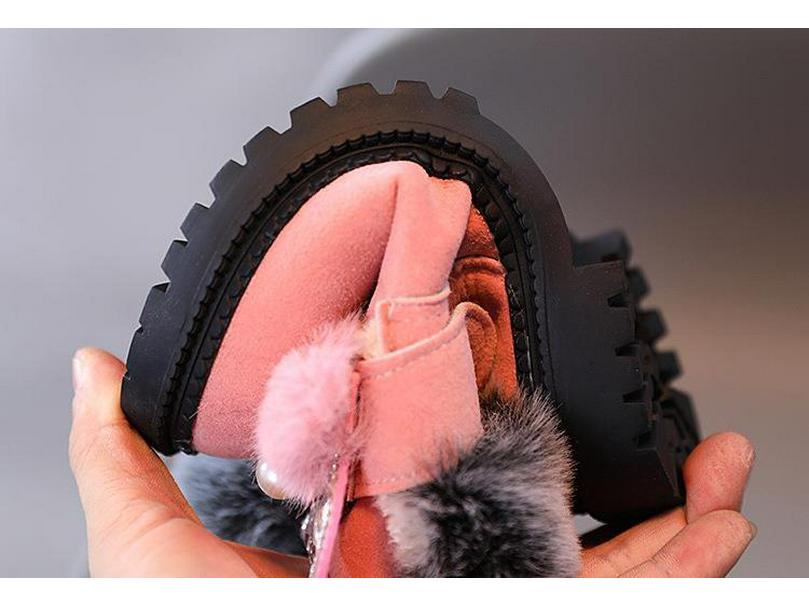 Cizme de zăpadă pentru copii de iarnă 2025, pentru fete, cu talpă plată, de prințesă, căptușite cu lână, pantofi de bumbac, groase, la modă, scurte, pentru bebeluși