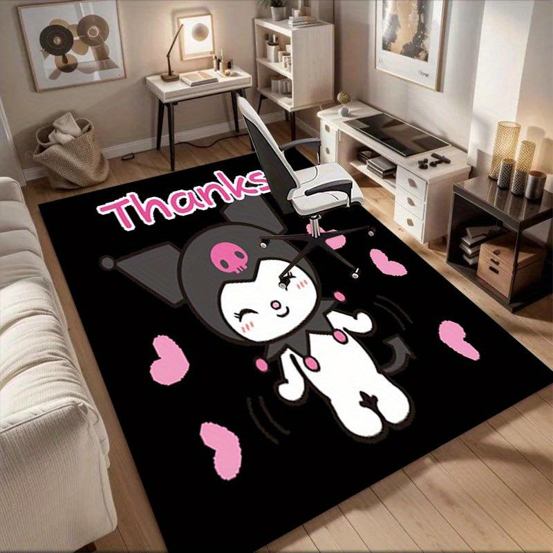 1pc Sanrio Kuromi Mermaid Printed Office Carpet Rectangle Rug Under The Table,Perfect Room Decor for Living Room, Bedroom, Kitchen, Non-slip Floor Mat