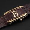 Men's Crocodile Pattern Cowhide Belt with Toothless Automatic Buckle - Versatile for Casual and Business Wear.